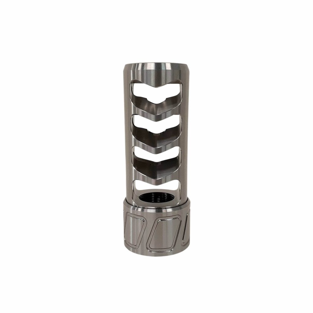 Crown Ridge SS .308 Lite Weight Self-Timing 4-Port Muzzle Brake – 5/8-24 Thread, 7075 Aluminum, Made In USA